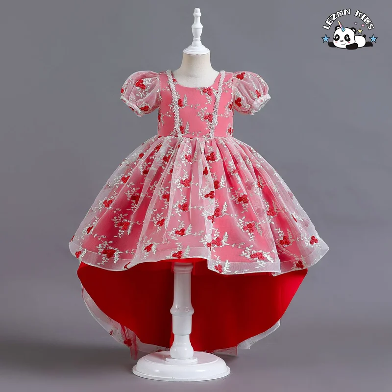 LEZONKIDS - Customizable Wholesale Kids Wear Summer Party Princess Custom Girl Floral Printed Flower Dress